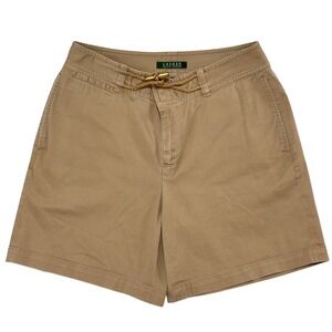 Lauren Ralph Lauren Women's‎ Tan Cotton Shorts Toggle Rope Waist Preppy Size 6